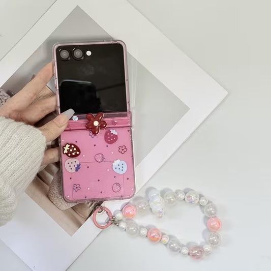 Galaxy Z Flip Series Strawberry Delight Pearl Accent Case
