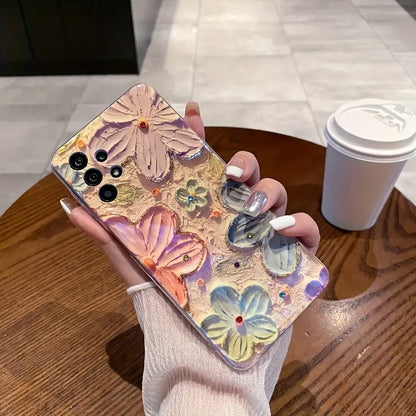 Retro Oil Painting Flower Case - Samsung