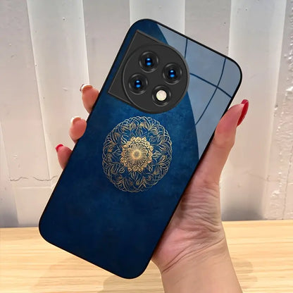 Gold Bloom Floral Tempered Glass Case - OnePlus