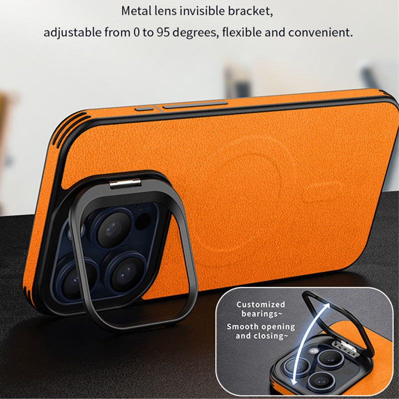 Embossed Magsafe Leather Bracket Case - iPhone