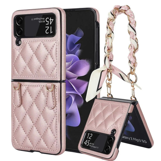 Stylish Silk Strap Chain Phone Case - Samsung