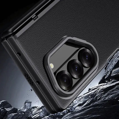 Galaxy Z Fold Series Luxury Lens Holder Leather Case
