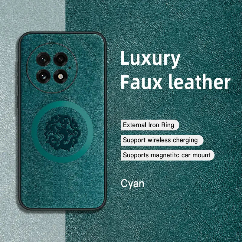 Sleek Faux Leather Cyan Case - OnePlus