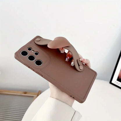 3D Love Brown Khaki Wrist Strap Phone Case - Samsung