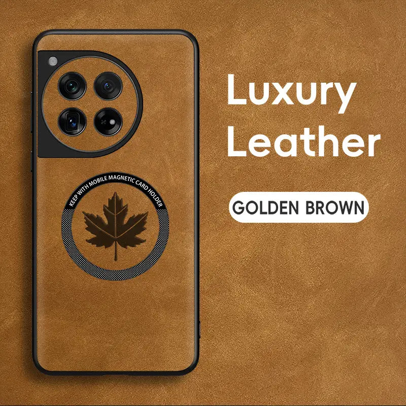 Luxury Maple Leaf Embossed Leather Case - OnePlus