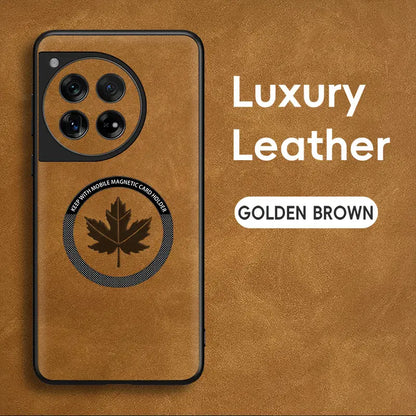 Luxury Maple Leaf Embossed Leather Case - OnePlus