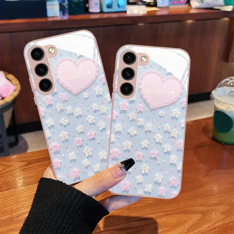 Cute Flower Sea Tempered Glass Phone Case - Samsung