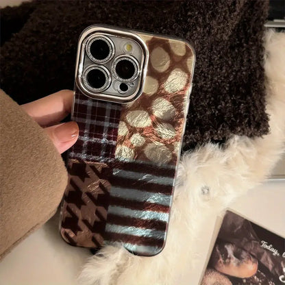 Retro Glam Leopard Stitch Phone Case