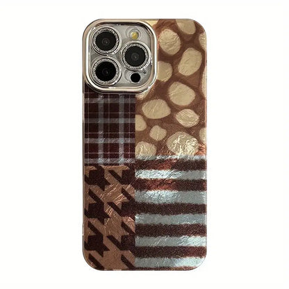 Retro Glam Leopard Stitch Phone Case