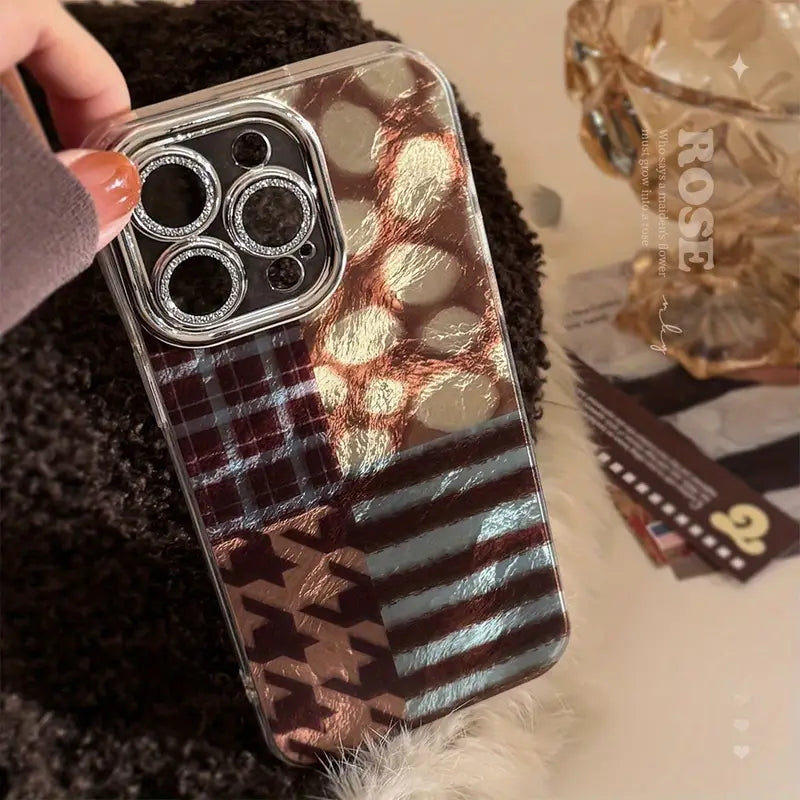 Retro Glam Leopard Stitch Phone Case