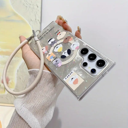 Cute Cartoon Dog Case with Wrist Strap –Samsung