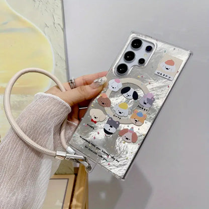 Cute Cartoon Dog Case with Wrist Strap –Samsung