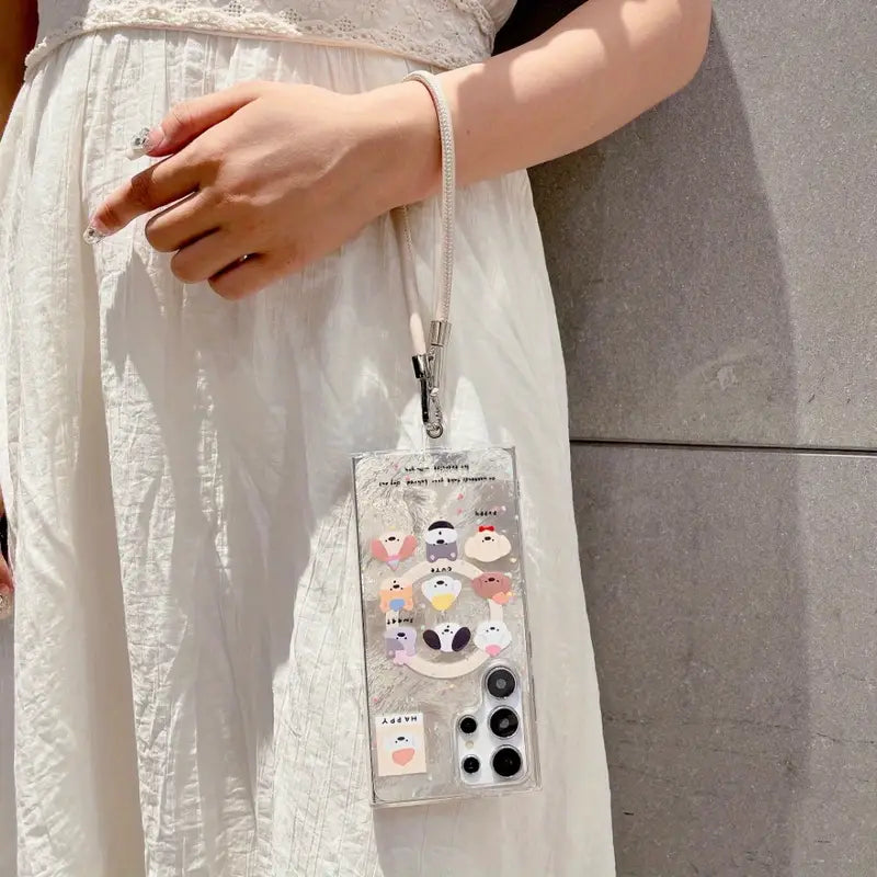 Cute Cartoon Dog Case with Wrist Strap –Samsung