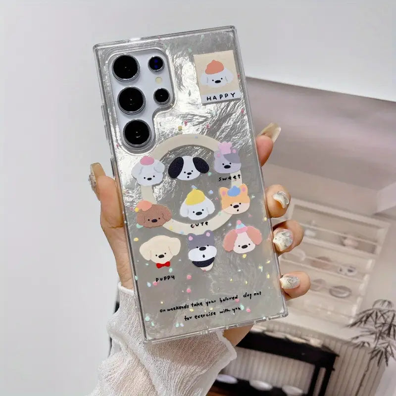 Cute Cartoon Dog Case with Wrist Strap –Samsung