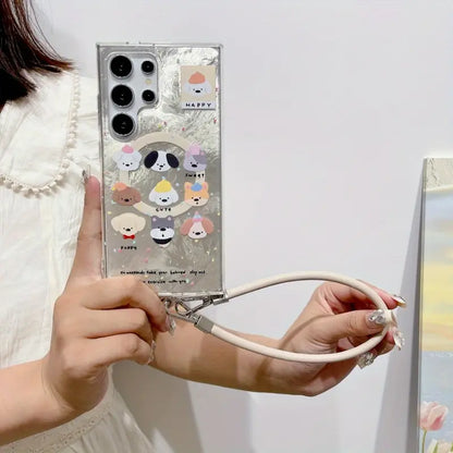 Cute Cartoon Dog Case with Wrist Strap –Samsung