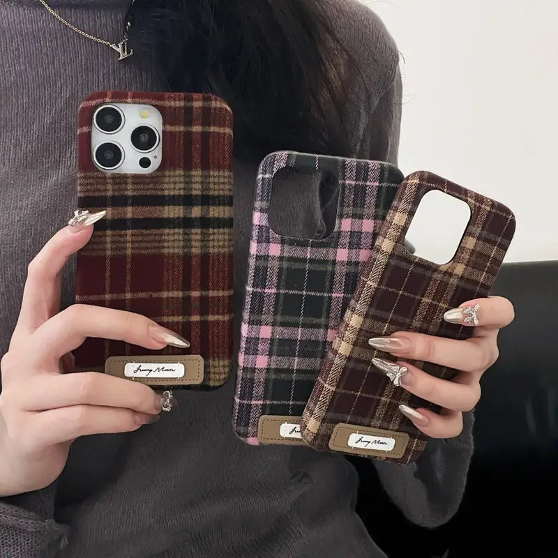 Cozy Luxe Plaid Fabric Phone Case