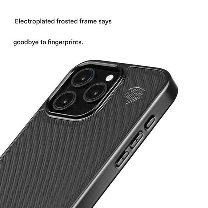 Matte Electroplated Leather Splicing Case - iPhone