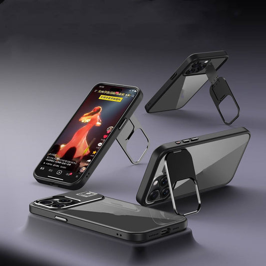 Sturdy Metal Stand Glass Case - iPhone