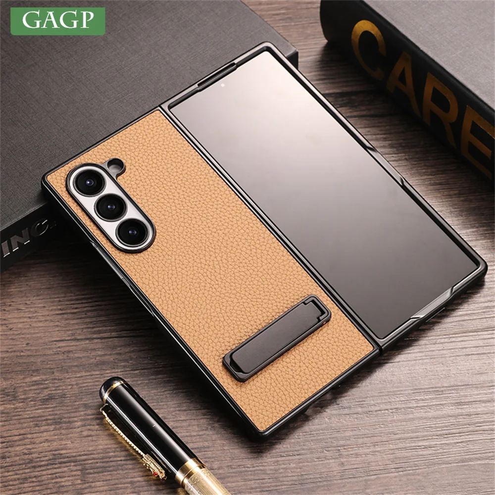Galaxy Z Fold6 - Business Leather Invisible Stand Case