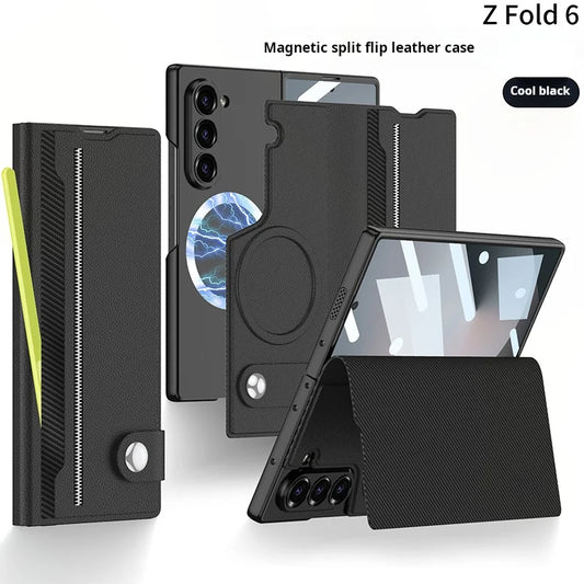 Galaxy Z Fold6 Magnetic Split Flip Leather Case