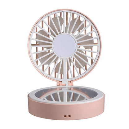 Hanging Touch LED Fan With Makeup Mirror