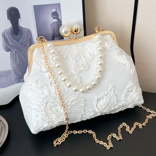 Delicate Pearl Bloom Crossbody Chain Bag