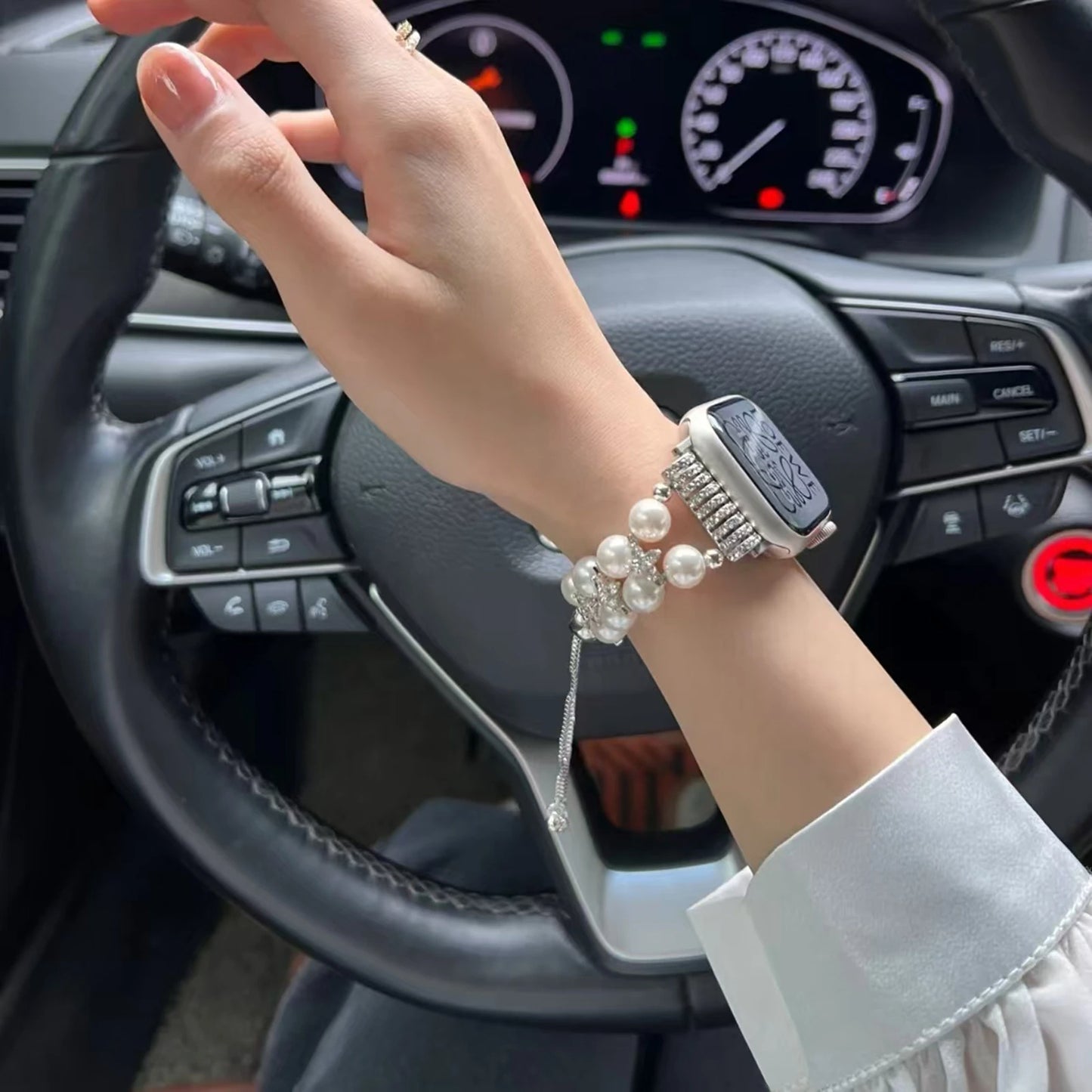 Chic Elegance Pearl & Crystal Watch Band