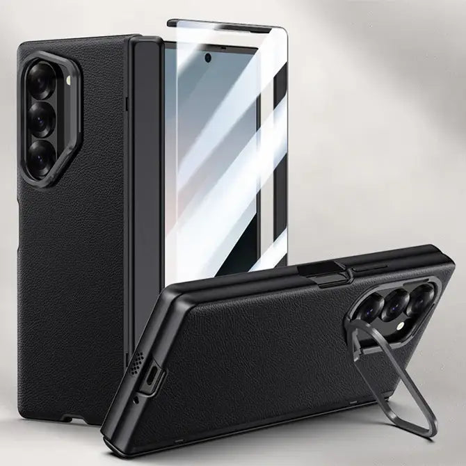 Galaxy Z Fold Series Luxury Lens Holder Leather Case