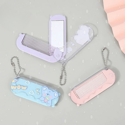 Convenient Mirror and Comb Keychain