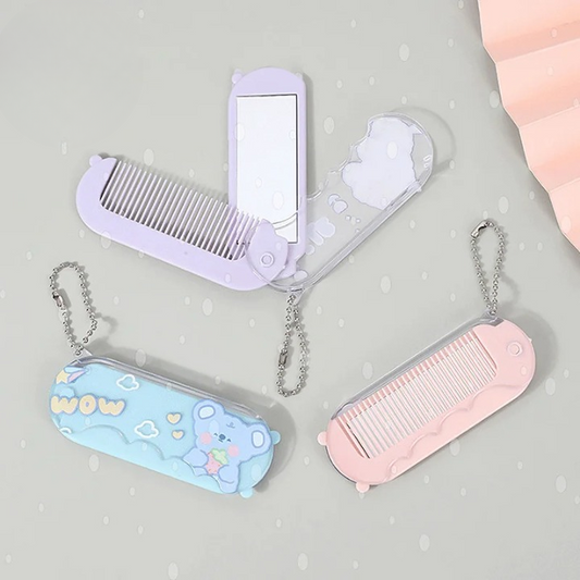 Convenient Mirror and Comb Keychain
