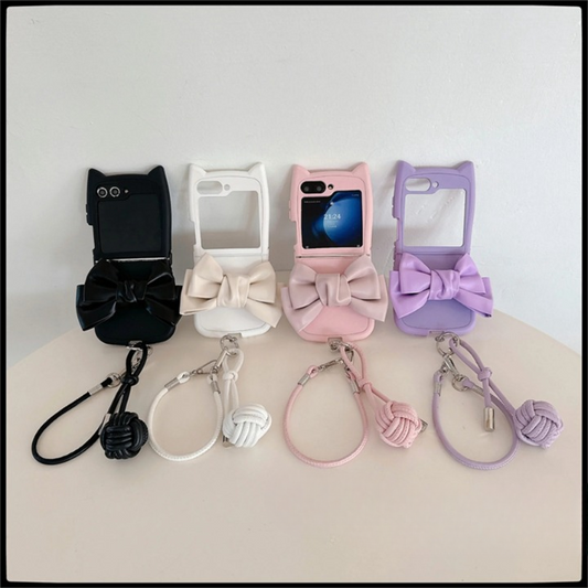 Cute Cat Ear Bow Weave Case - Samsung