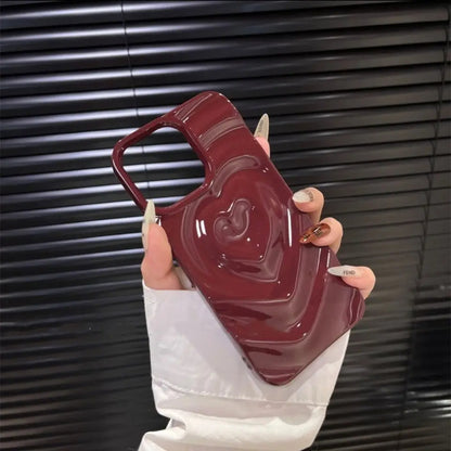 Glossy Embossed Heart Phone Case