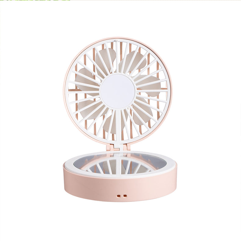Hanging Touch LED Fan With Makeup Mirror