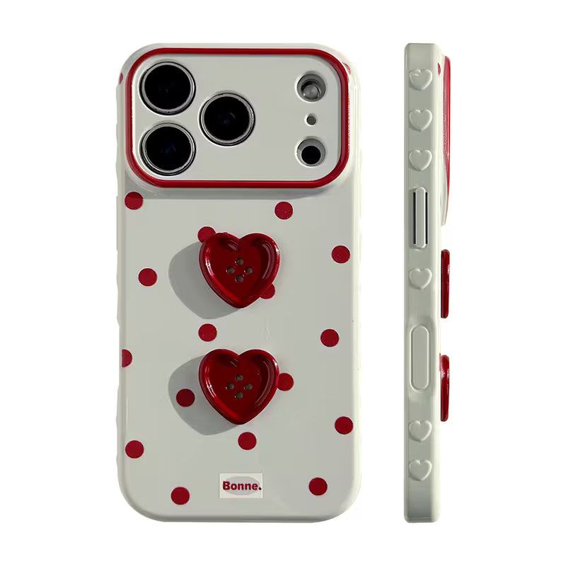 Cherry Love Heart Button Case
