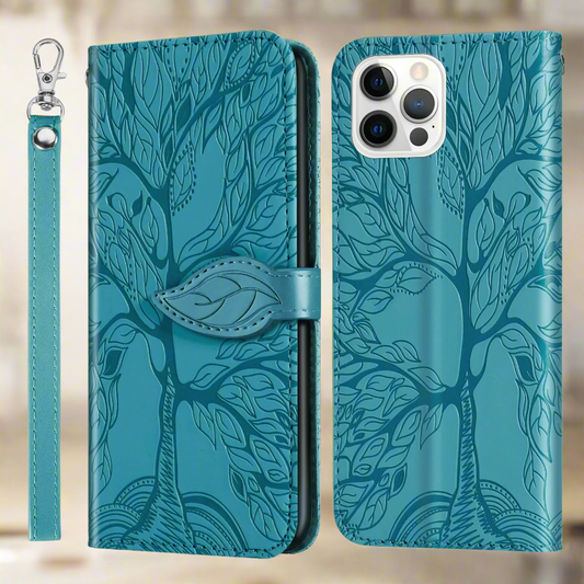 Embossed Tree Design Leather Case