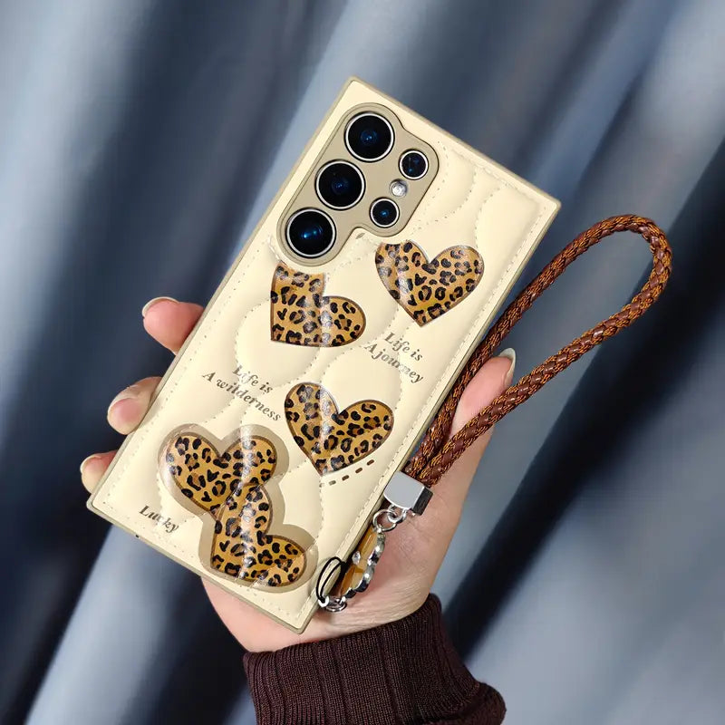 Luxury Leopard Heart Phone Case - Samsung