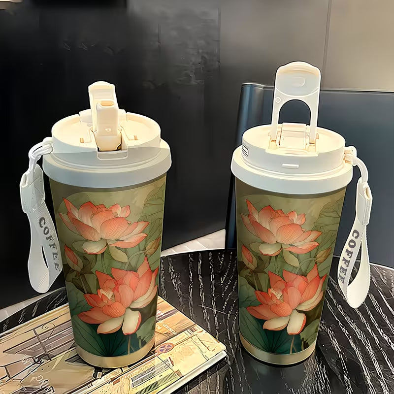 Elegant Lotus Coffee Tumbler