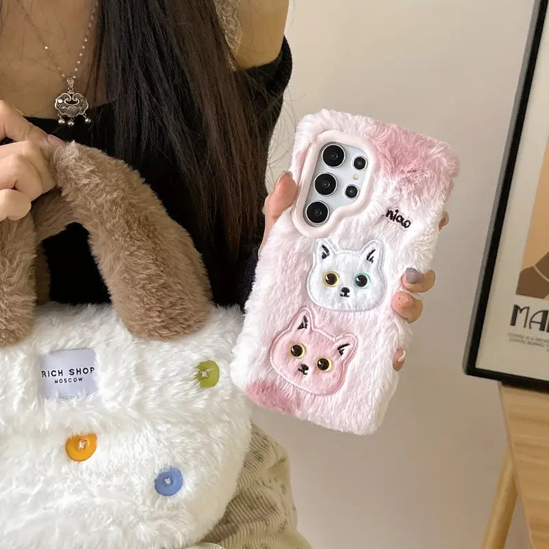 Fluffy Twin Kitty Phone Case - Samsung