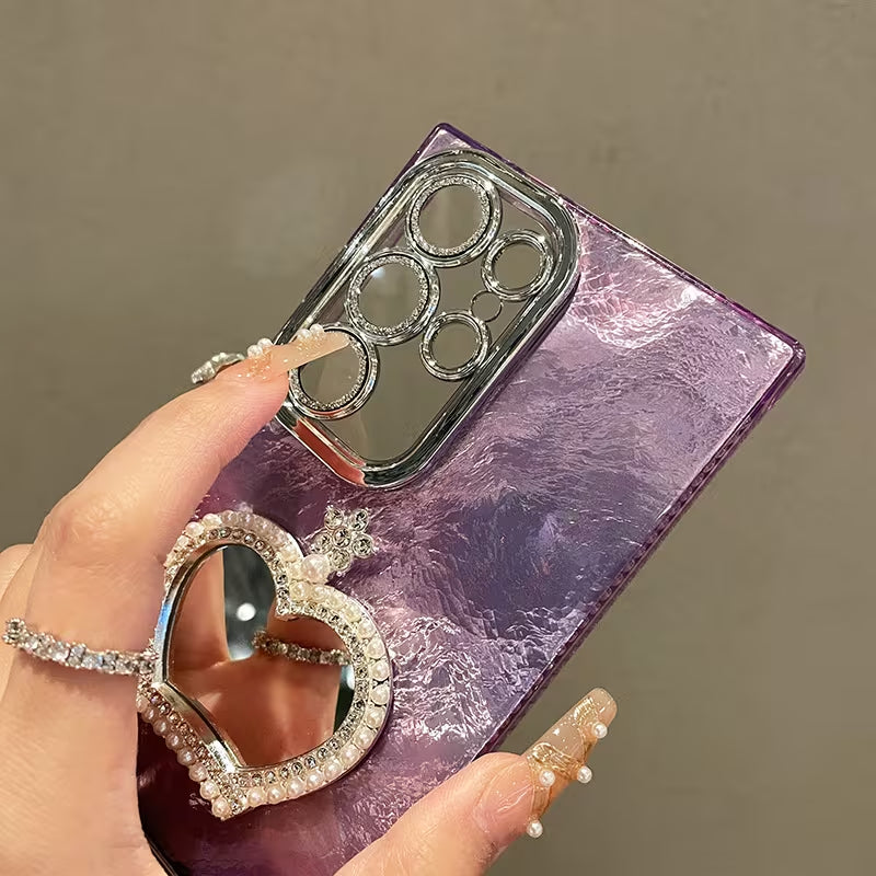 Radiant Crown Heart Mirror Case