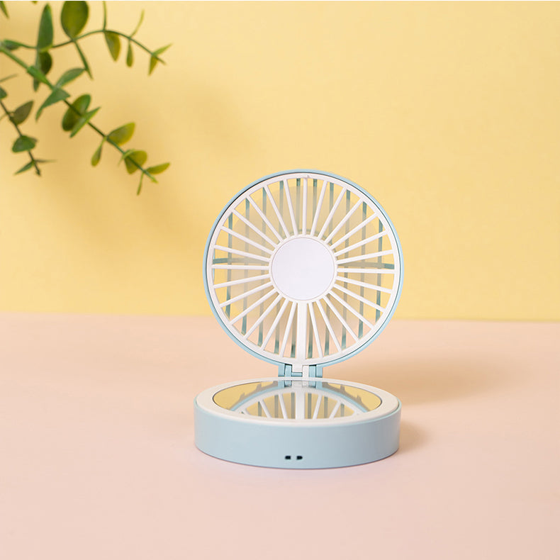 Hanging Touch LED Fan With Makeup Mirror