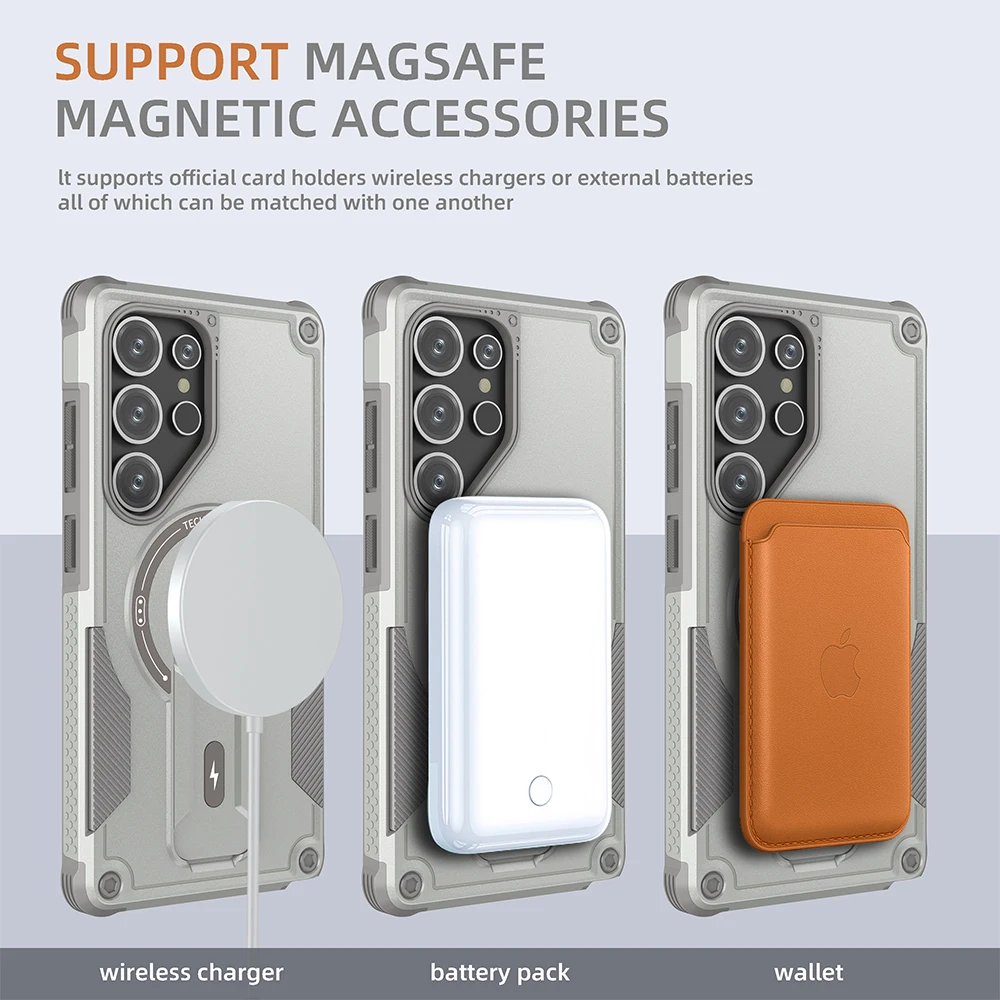 Magnetic Armor Case with Stand - Samsung