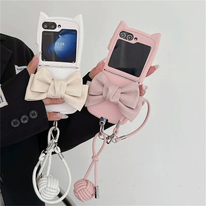 Cute Cat Ear Bow Weave Case - Samsung