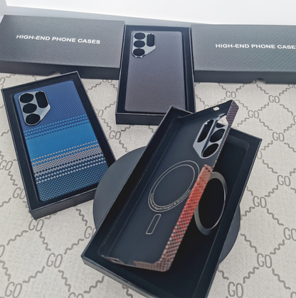 Galaxy S25 Ultra Slim Aramid Carbon Fiber Magnetic Charging Case