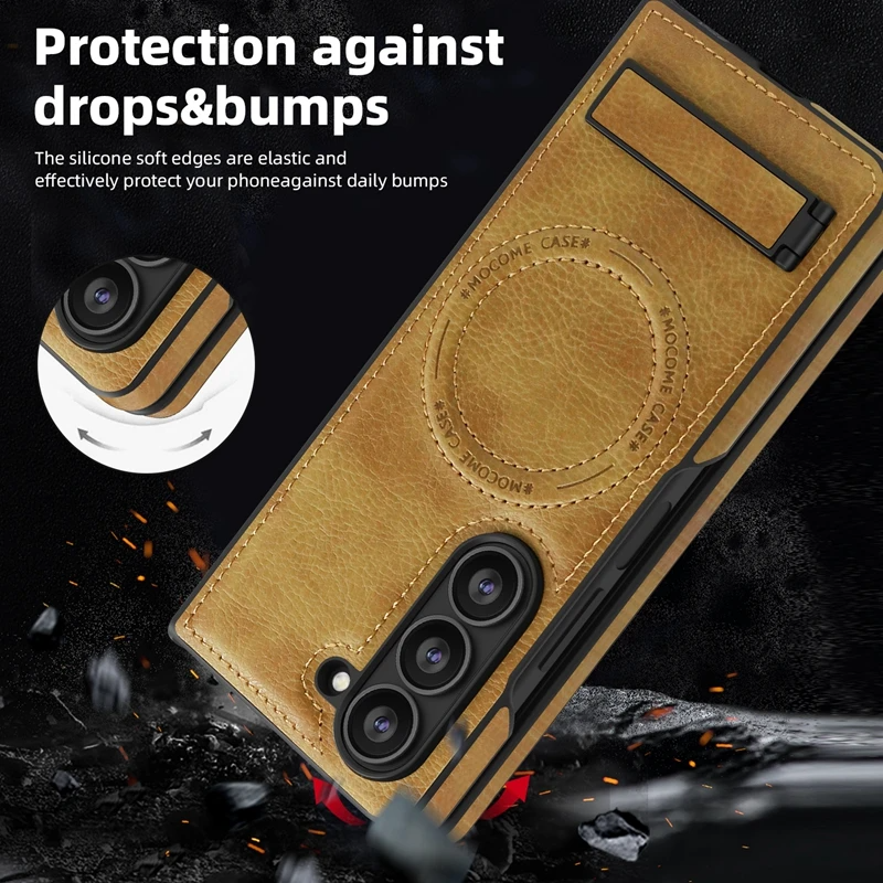Galaxy Z Fold6 Magnetic PU Leather Kickstand Case