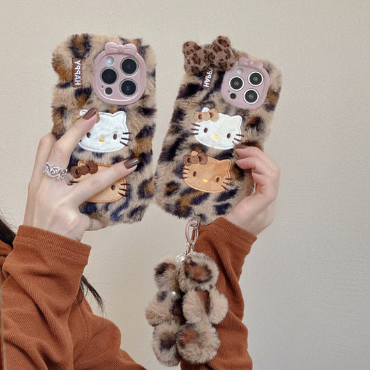 Leopard Plush Hello Kitty Case