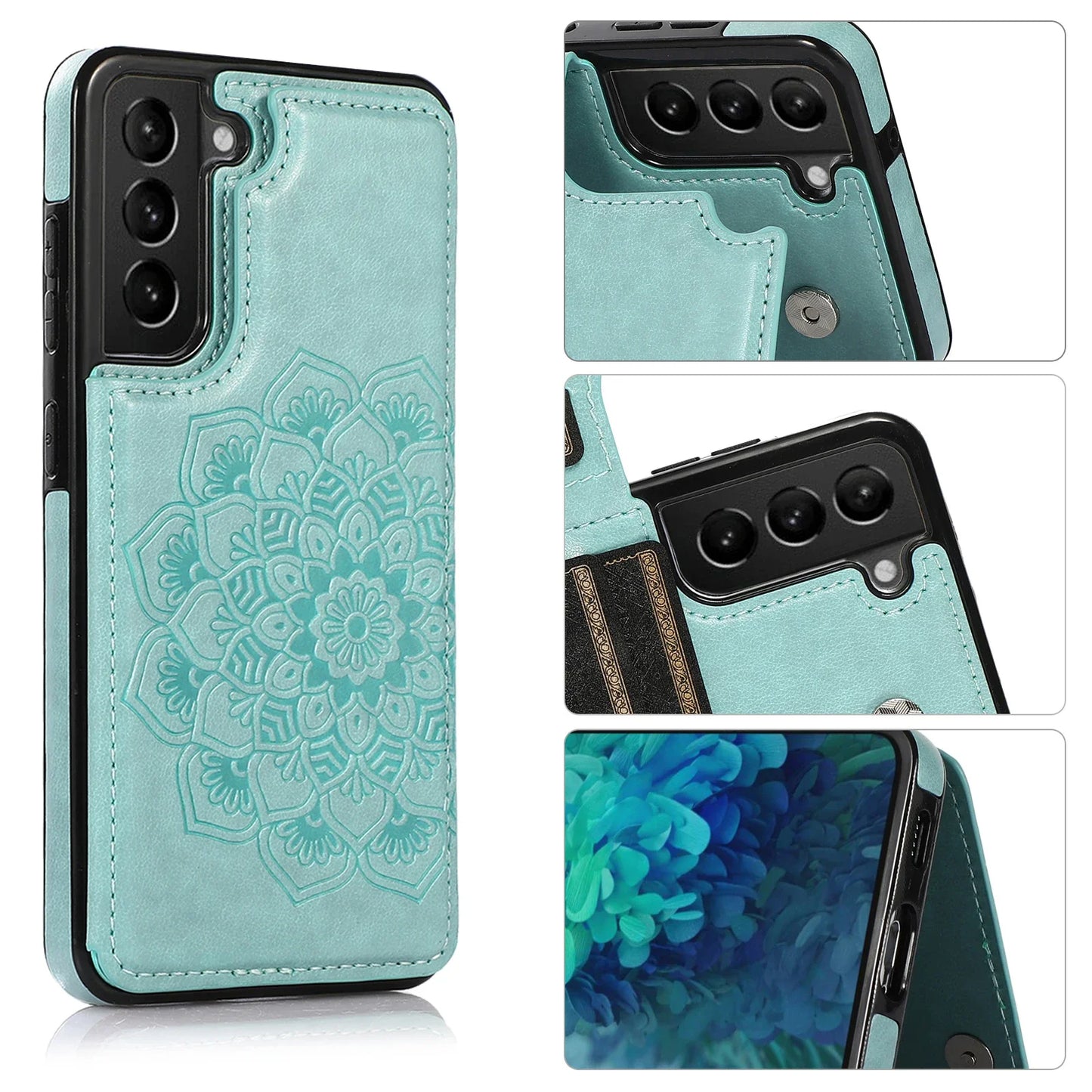 Mandala Flip leather Wallet Case - Samsung