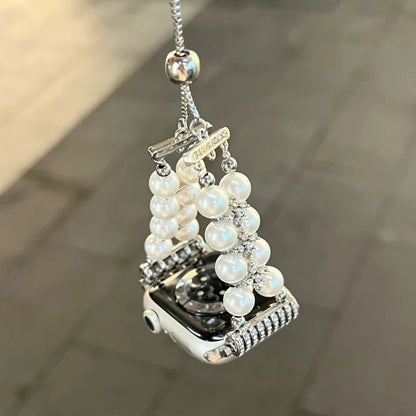 Chic Elegance Pearl & Crystal Watch Band