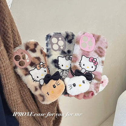 Plush Kitty Cartoon Case with Charm