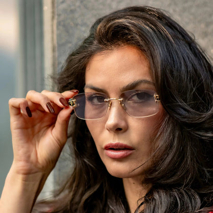 Touch-Slide Color Shift Rimless Sunglasses