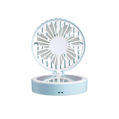 Hanging Touch LED Fan With Makeup Mirror